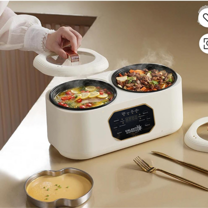 ⚡ Olla eléctrica 1.9 L por lado — ideal para solteros y parejas. Cocina rápido, fácil y ahorra tiempo.