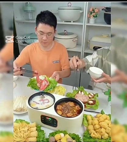 ⚡ Olla eléctrica 1.9 L por lado — ideal para solteros y parejas. Cocina rápido, fácil y ahorra tiempo.