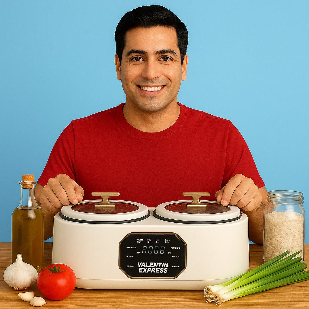 ⚡ Olla eléctrica 1.9 L por lado — ideal para solteros y parejas. Cocina rápido, fácil y ahorra tiempo.