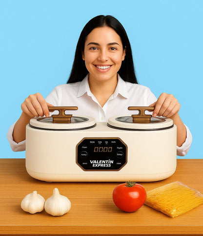 ⚡ Olla eléctrica 1.9 L por lado — ideal para solteros y parejas. Cocina rápido, fácil y ahorra tiempo.